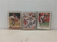 Three autographed baseball cards j Bell, Rico