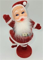 Vintage MCM Flocked Plastic Santa 9"