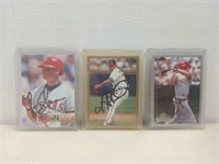 Three autographed baseball cards Rusty Greer,