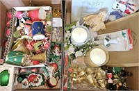 Lot of 2 Christmas Box Lots Candles, Ornaments Etc