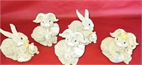 Lot of 5 Bunny Rabbit Figures