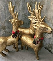 Set of 3 Gold Paper Mache Reindeer 28" Tall