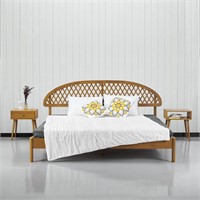 Gem Wooden Bed Frame with Headboard, Solid Oak and
