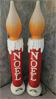 2 NOEL Candle Blow Molds w/ Damage 40" Tall