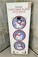 Christmas Plates and Rack Set in Box