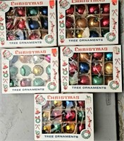 5 Boxes Antique Glass Christmas Ornaments