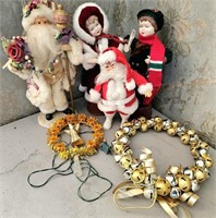 Christmas Lot Flocked Santa, Carolers, Wreath