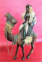 Wooden Hand Carved Camel and Rider