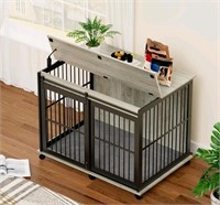 Elegant Rustic Grey Furniture-Style Dog Crate