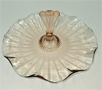 Pink Depression Glass Handled Tray 7 1/4"