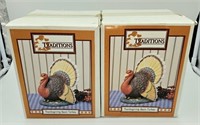 2 Resin Turkey Figures in Boxes NOS