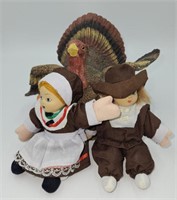 Turkey and 2 Small Thanksgiving Dolls