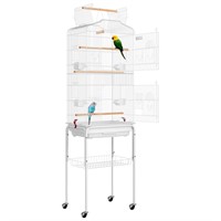 VIVOHOME 64 Inch Bird Cage with Play Top and Rolli