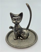Silverplated Cat FIgurine Ring Holder