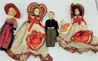 Lot of 4 Old Dolls