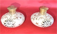 Gold and White Hand Painted Salt & Pepper Set 2"