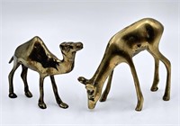 Solid Brass Camel and Deer 4"