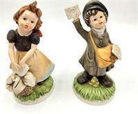 Vtg Homco Boy w/ Letters and Girl Statue 6"