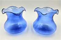 Pair of Colbalt Blue Ruffled Vases 4 1/2"