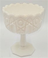 Milk Glass Compote Candy Dish 6 1/2"