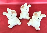 Lot of 3 Bunny Planters 7" Tall