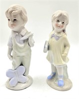 Set of 2 Porcelain Children Figures 6 1/2"