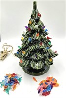 Ceramic Christmas Tree w/ Bulbs 12" Tall