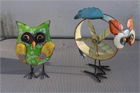 2 Tin Garden Art Owls