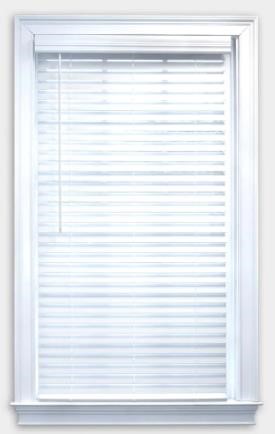 Allen + Roth white faux wood blinds $55