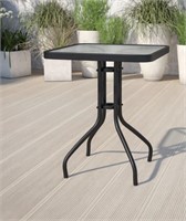 Amlie Square Tempered Glass Metal Table with Sm...