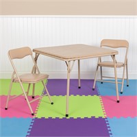 Flash Furniture Kids Tan 3 Piece Folding Table ...