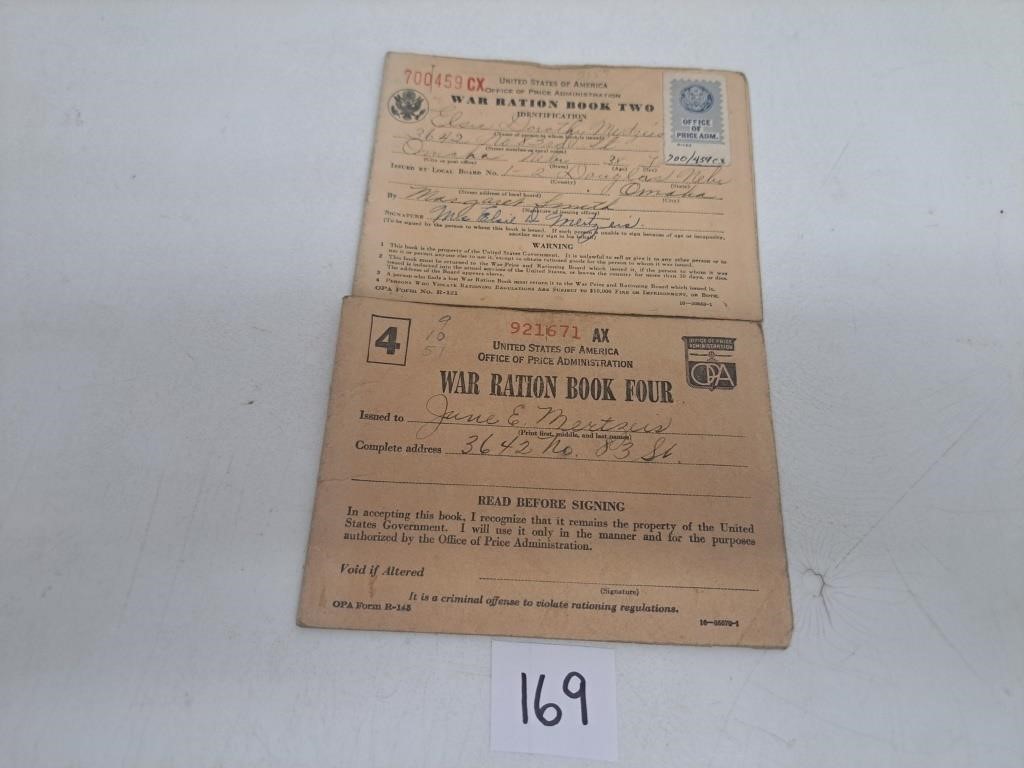 WW2 Ration Books with Coupons