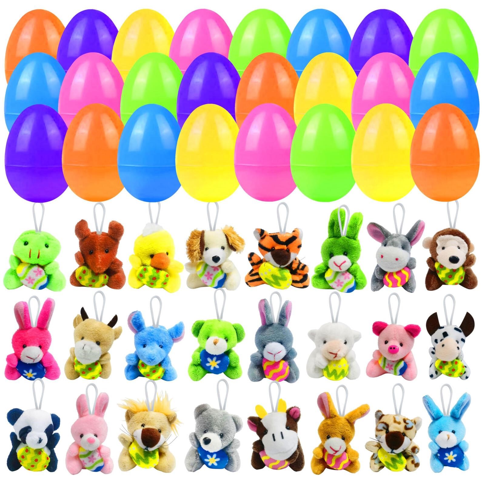 Holydeck 24 Pack Easter Eggs with Plush Toys Assor