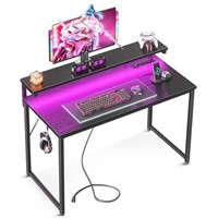 AODK Small Desk, 40 Inch Gaming Desk with LED Ligh