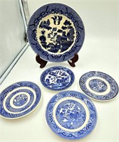 Blue and White Asian Style Plates and Saucers