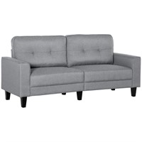 3-Seater Sofa, Mid-Century Linen Couch