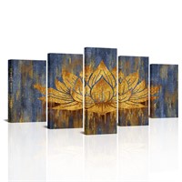 SkenoArt 5 Panel Zen Canvas Print Abstract Lotus W