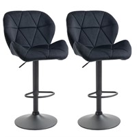 Bar Stool Set of 2 Fabric Adjustable Height