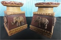 2 Elephant Candle Holders