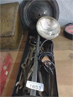 Tool lot, wheel barrow wheel and auto light