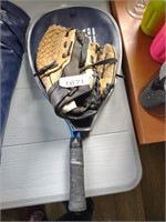 Racquetball racket and small baseball glove