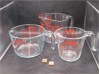 3 PYREX AND FIRE-KING MEASURING CUPS