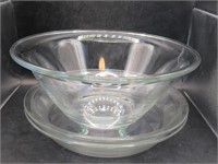 LARGE GLASS MIXING BOWL AND PIE PLATES