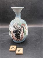 HANDMADE AND PAINTED POTTERY BUD VASE