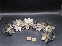 SET OF 6 SILVER PLATED POINSETTIA NAPKIN RINGS