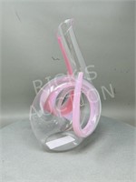Pink art glass 11" tall vase