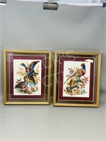 2 framed needle works - Ducks & Pheasants