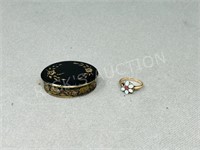 Antique Enameled & chased pill box & opal ring