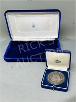Birks necklace box & 1933 medallion in box