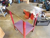 rollaround metal shop table w/ small vise